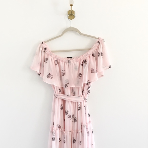 Lane Bryant Pink Floral Off Shoulder Maxi Dress - Picture 4 of 5